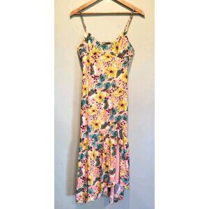Aiden Mattox Multicolor Floral Babydoll Ruffle Hem  Sleeveless Maxi Dress Sz 4
